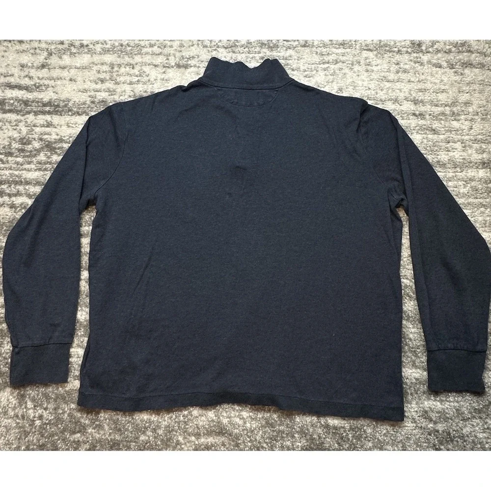 Polo Ralph Lauren Mens Sweater Size Medium Large Navy Suede 1/4‎ Zip Tennis Pony